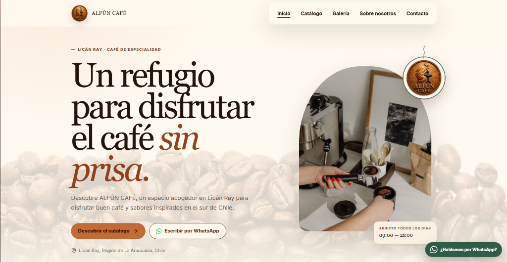 Vista principal del sitio Multi Page de Coffee